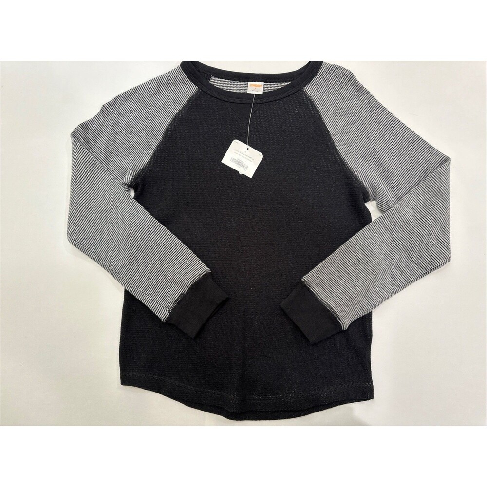 Gymboree Boys Waffle Knit Raglan Sweater Black Thermal Long Sleeve Shirt Size 8